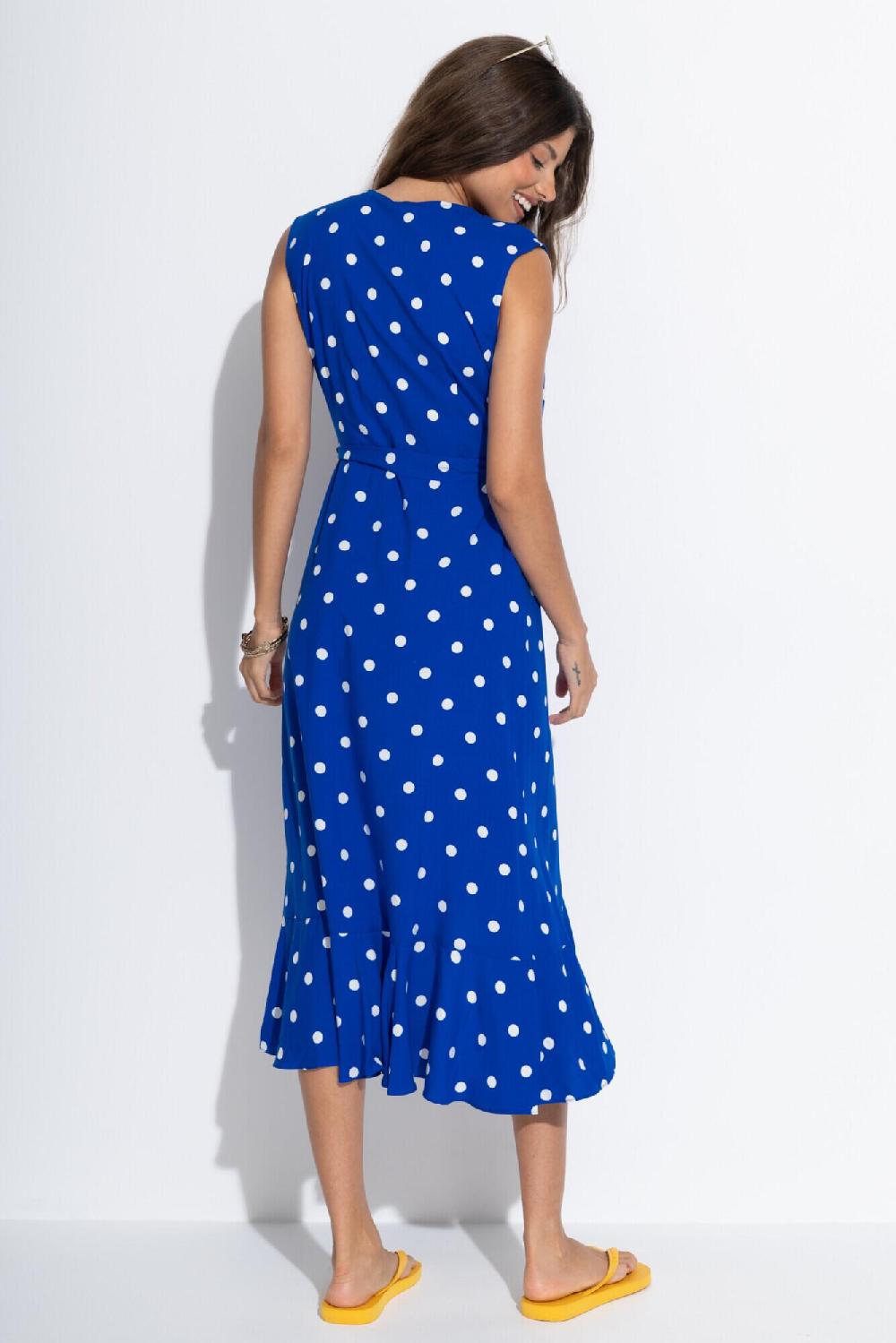 Pour Moi Midaxi Wrap Beach Dress - Blue/White