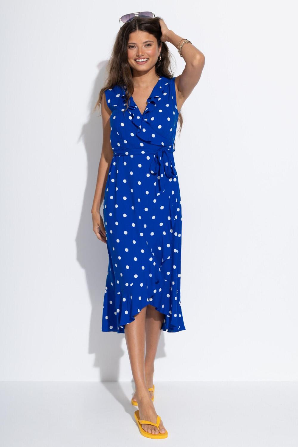 pour moi Midaxi Wrap Beach Dress - Blue/White