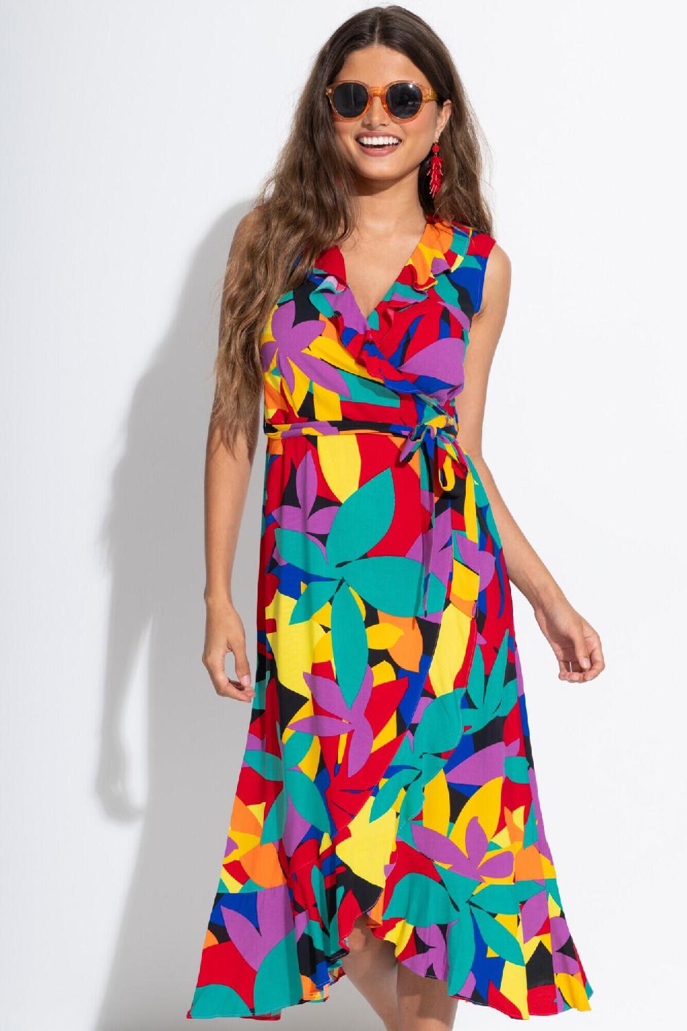 Pour Moi Midaxi Wrap Beach Dress - Multi