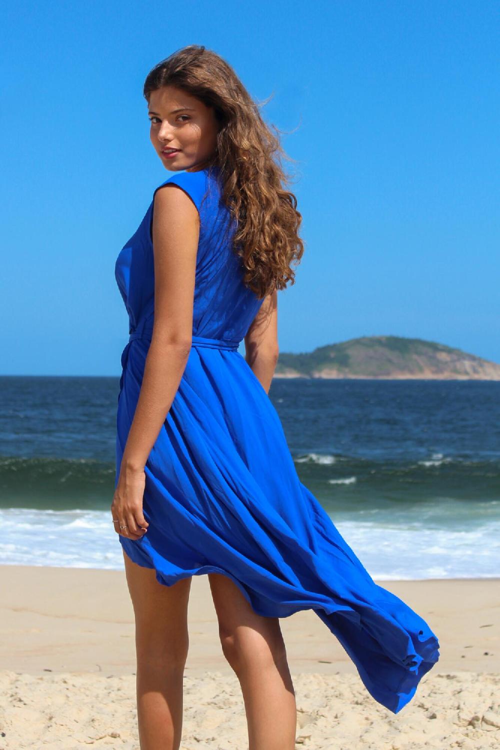 Pour Moi Midaxi Wrap Beach Dress - Ultramarine