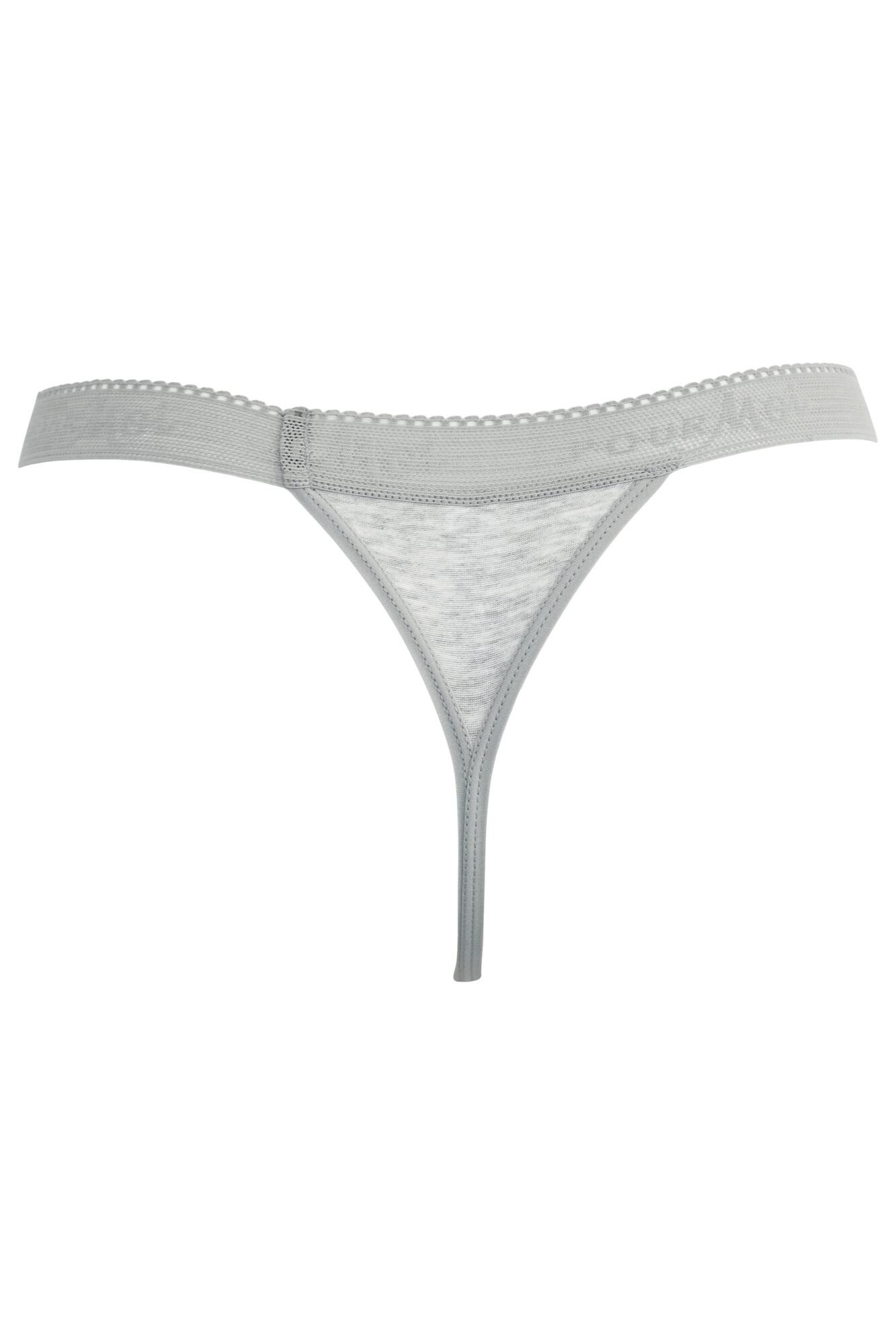 Pour Moi Modal And Mesh G String - Grey Marl