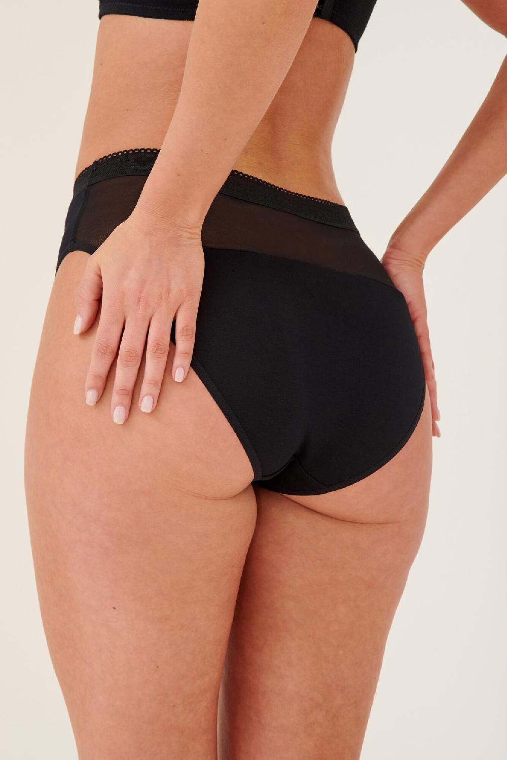 Pour Moi Modal And Mesh High Leg - Black