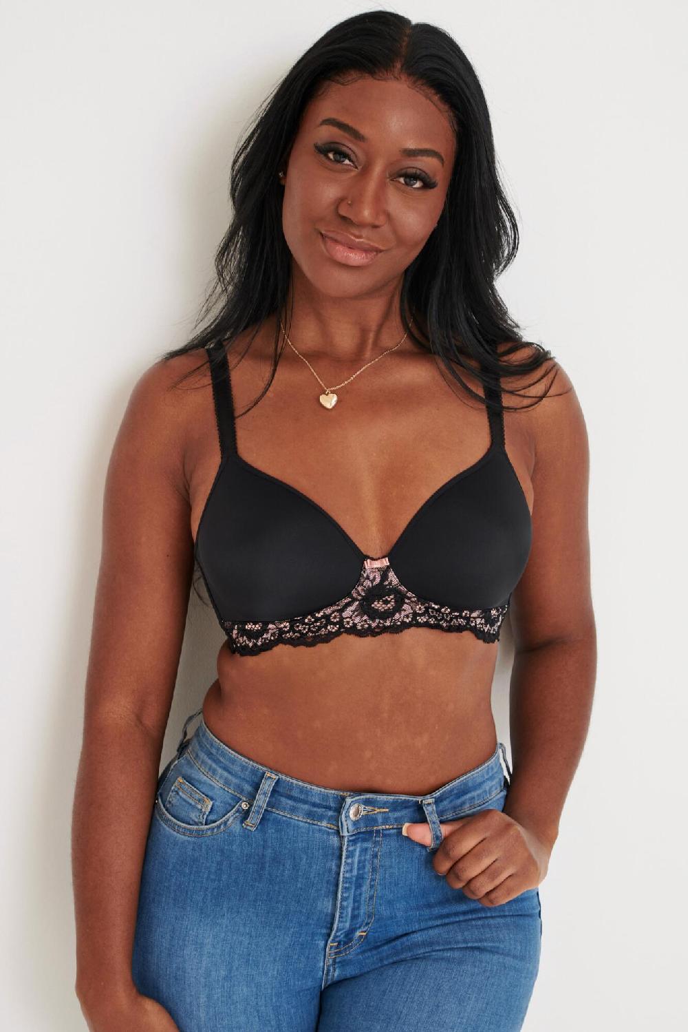 pour moi Opulence T Shirt Non Wired Bra - Black/Pink
