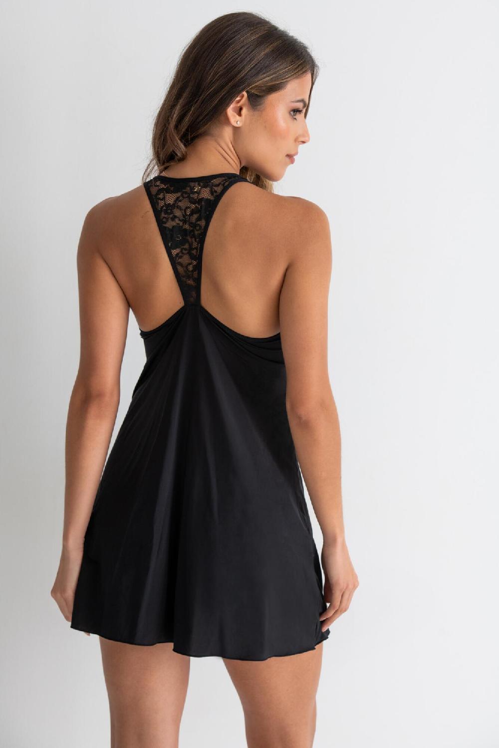 Pour Moi Rebel Back Lace Chemise - Black