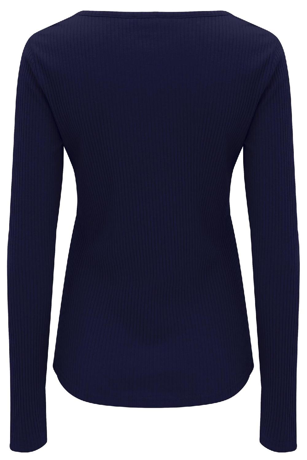 Pour Moi Rib Jersey Long Sleeve Top - Navy