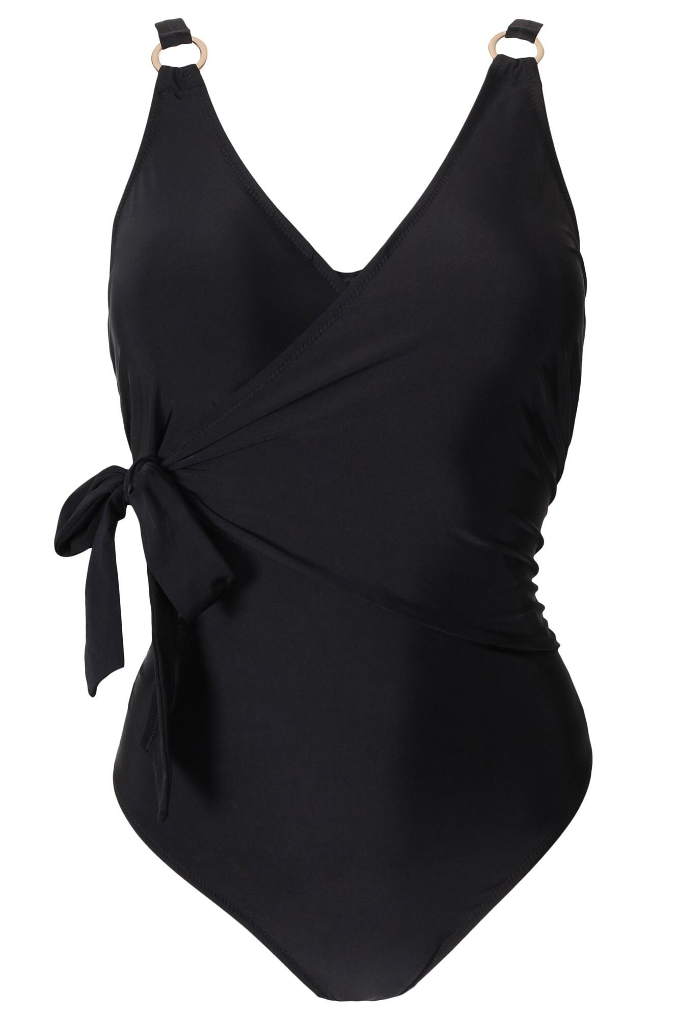 Pour Moi Samoa Wrap Over Control Swimsuit - Black