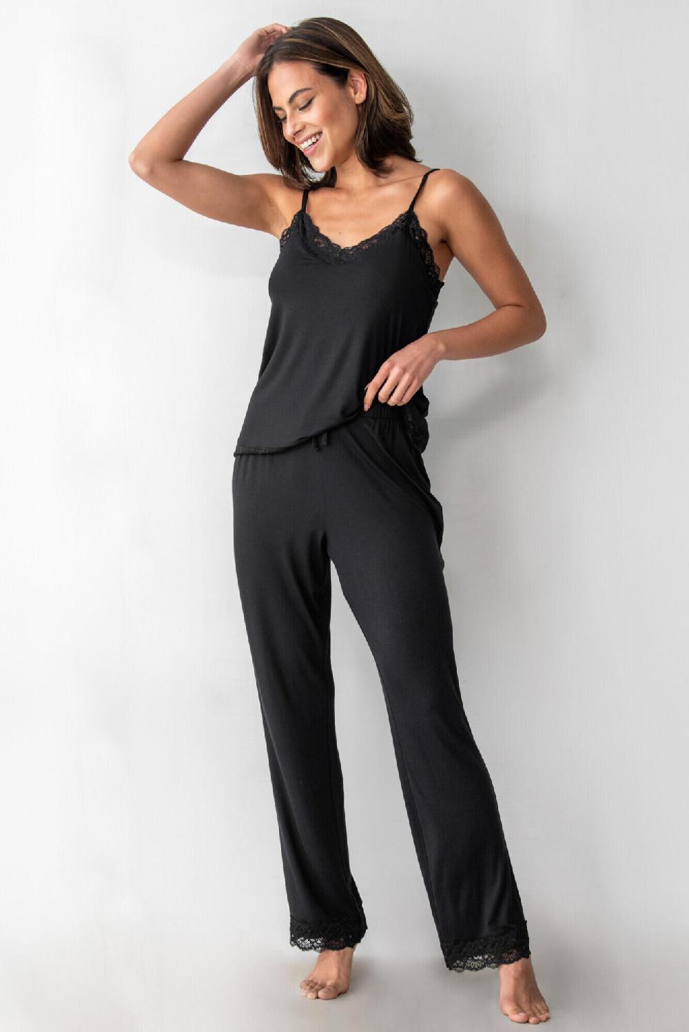 Pour Moi Sofa Loves Lace Soft Jersey Trouser - Black