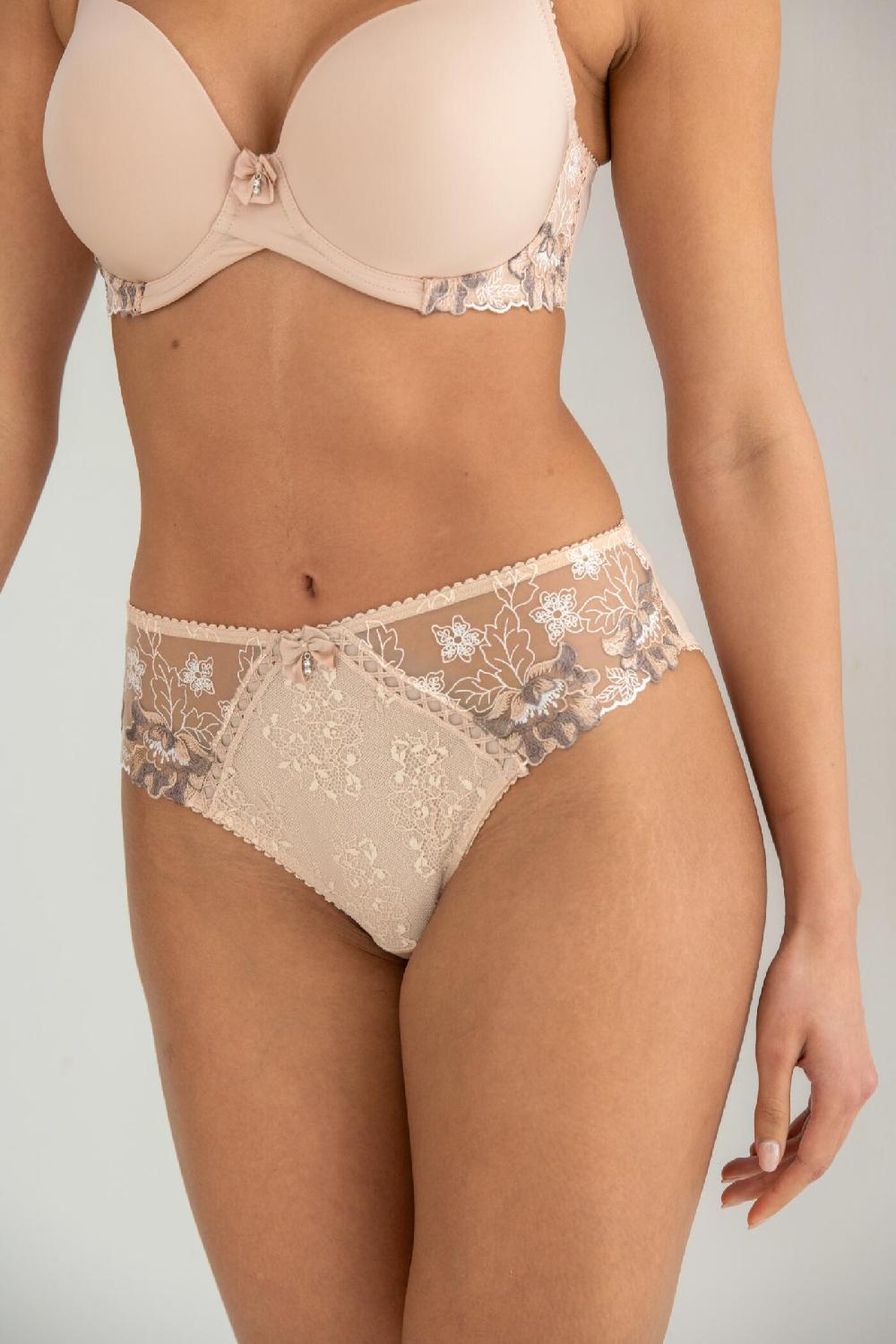 Pour Moi Sofia Embroidered Lace Bikini Brief - Latte