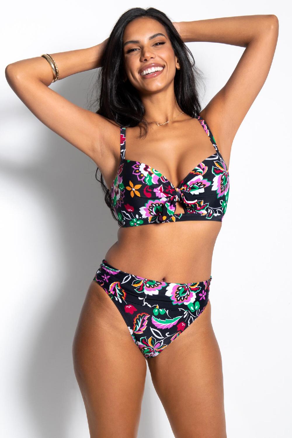 Pour Moi Sunshine Fold Over Brief - Black Multi