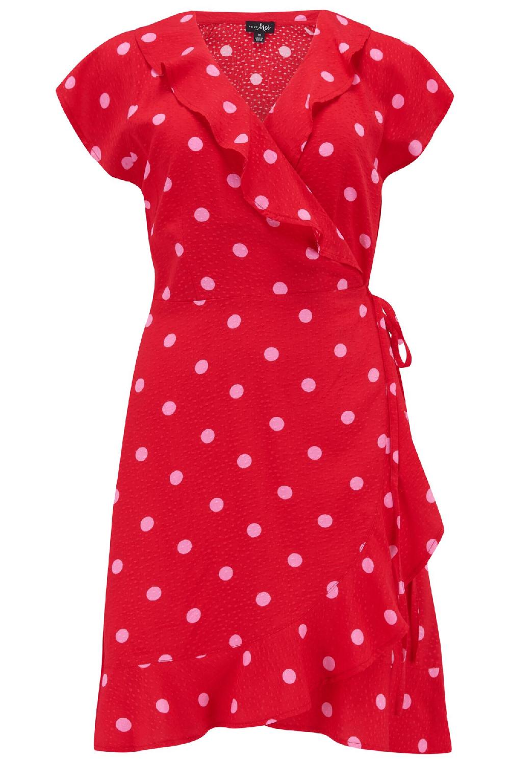 Pour Moi Textured Woven Wrap Beach Dress - Red/Pink