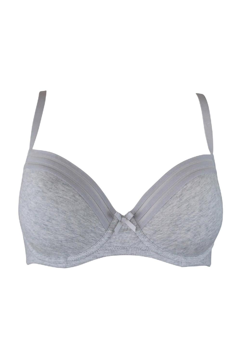Pour Moi Twist Cotton Padded T-Shirt Bra - Grey Marl