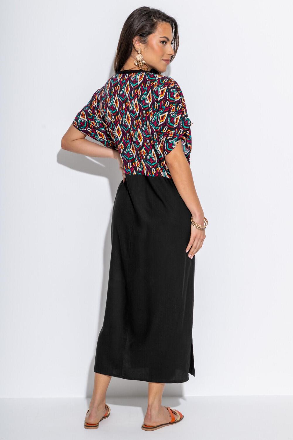 Pour Moi V-Neck Mix Print Midaxi Kaftan - Multi