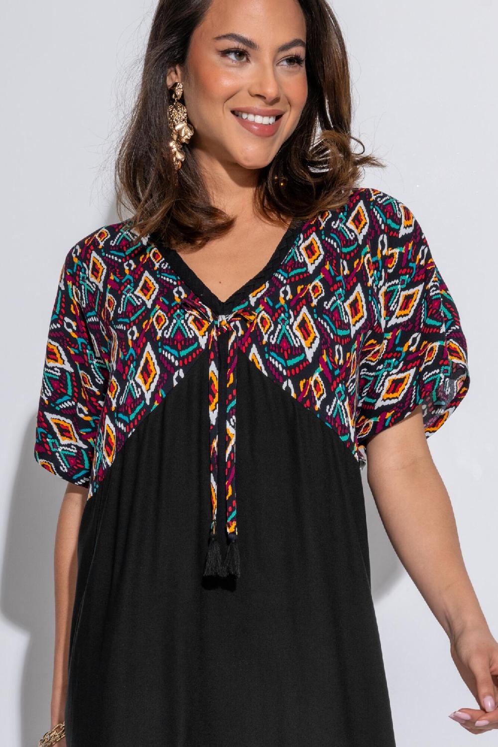 Pour Moi V-Neck Mix Print Midaxi Kaftan - Multi