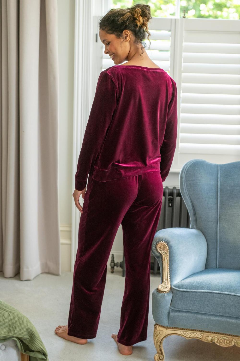 Pour Moi Velour Lounge Pyjama Set - Berry