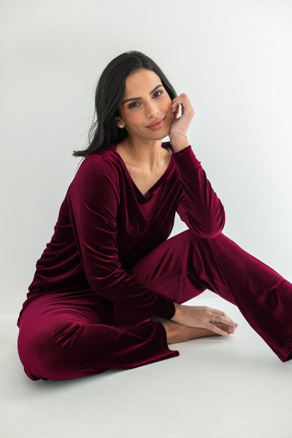 Pour Moi Velour Lounge Pyjama Set - Berry
