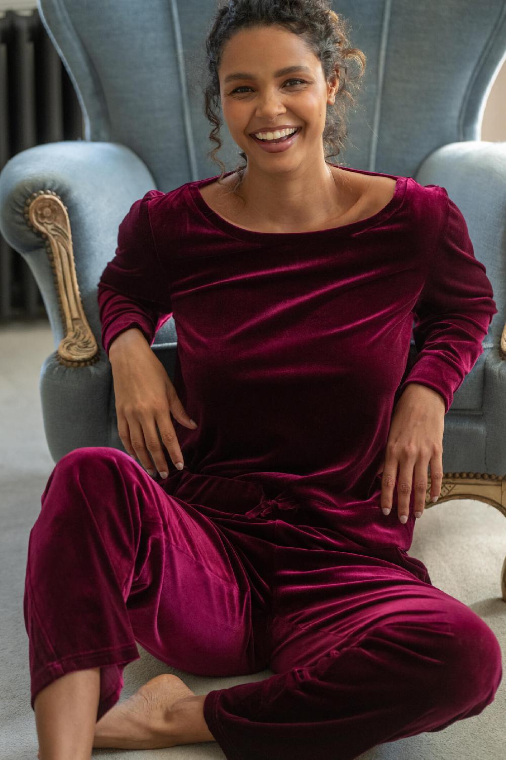 pour moi Velour Lounge Pyjama Set - Berry