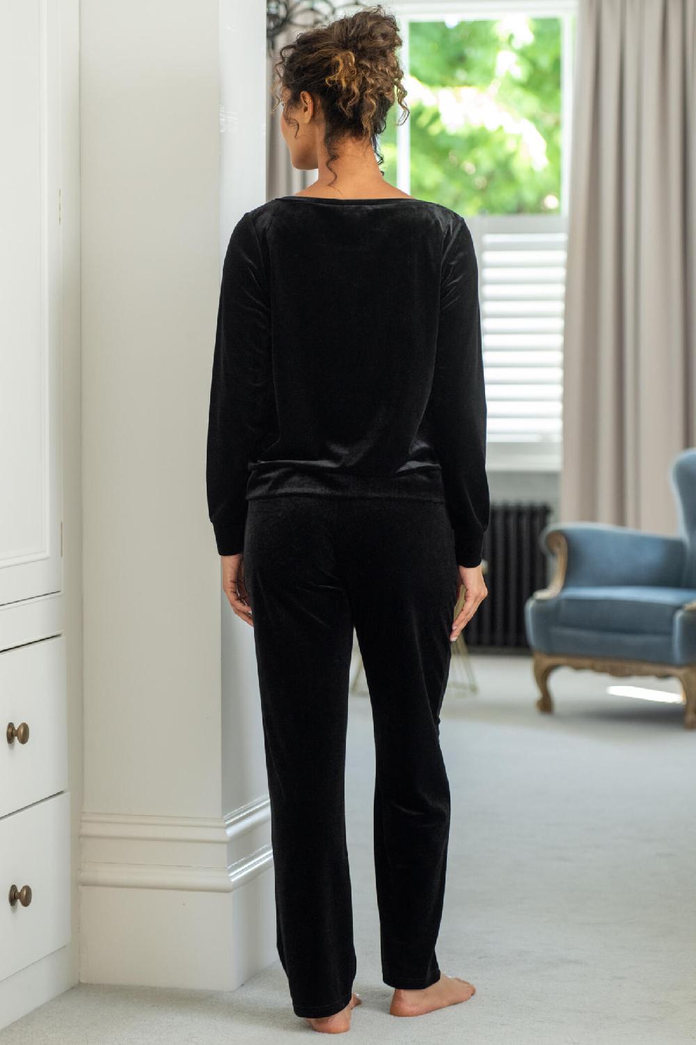 Pour Moi Velour Lounge Pyjama Set - Black