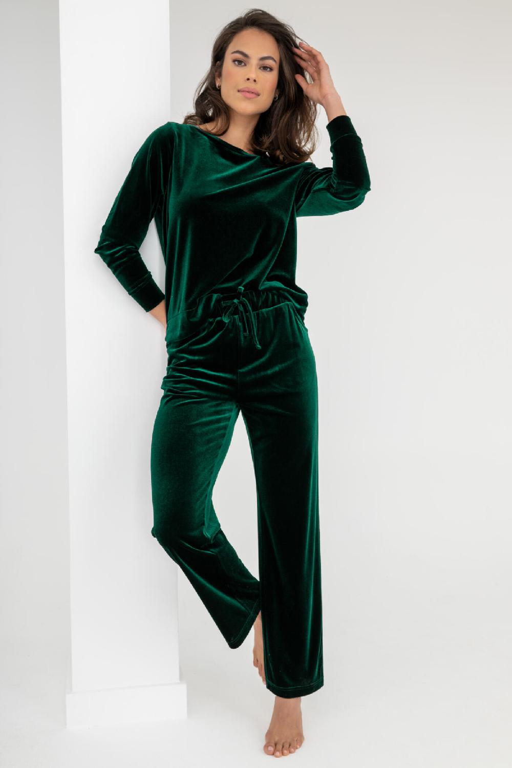 Pour Moi Velour Lounge Pyjama Set - Forest