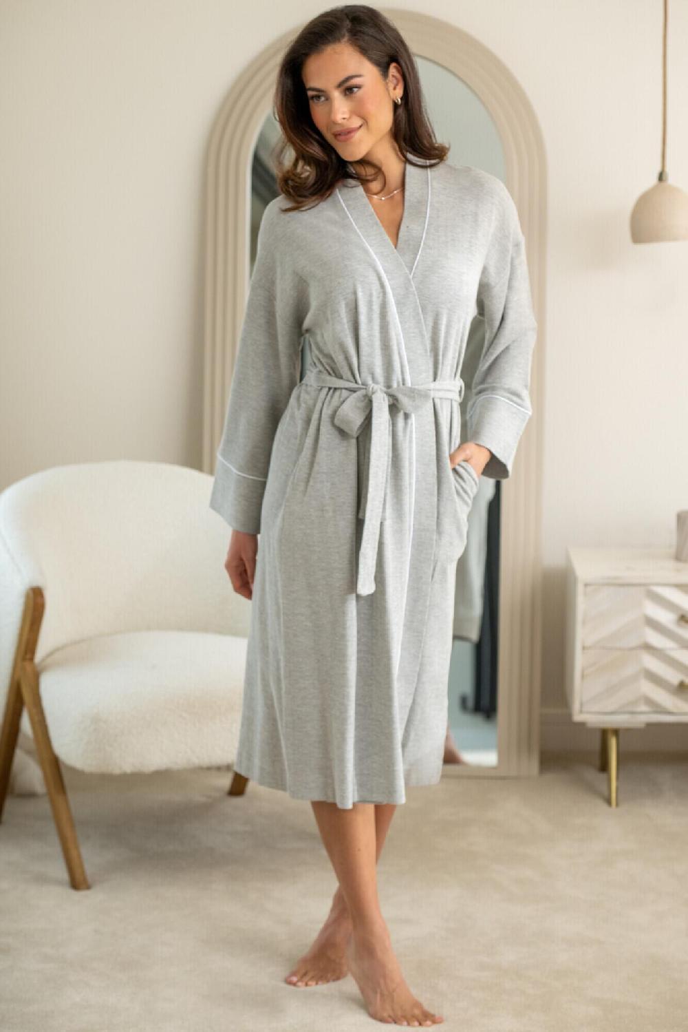 pour moi Waffle Loungewear Dressing Gown - Grey Marl