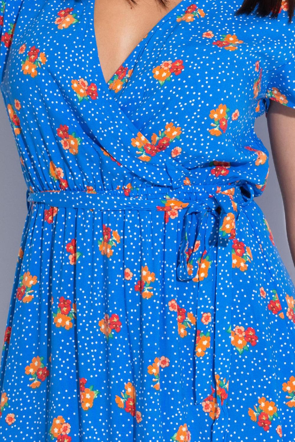 Pour Moi Woven Tiered Wrap Dress - Blue Floral