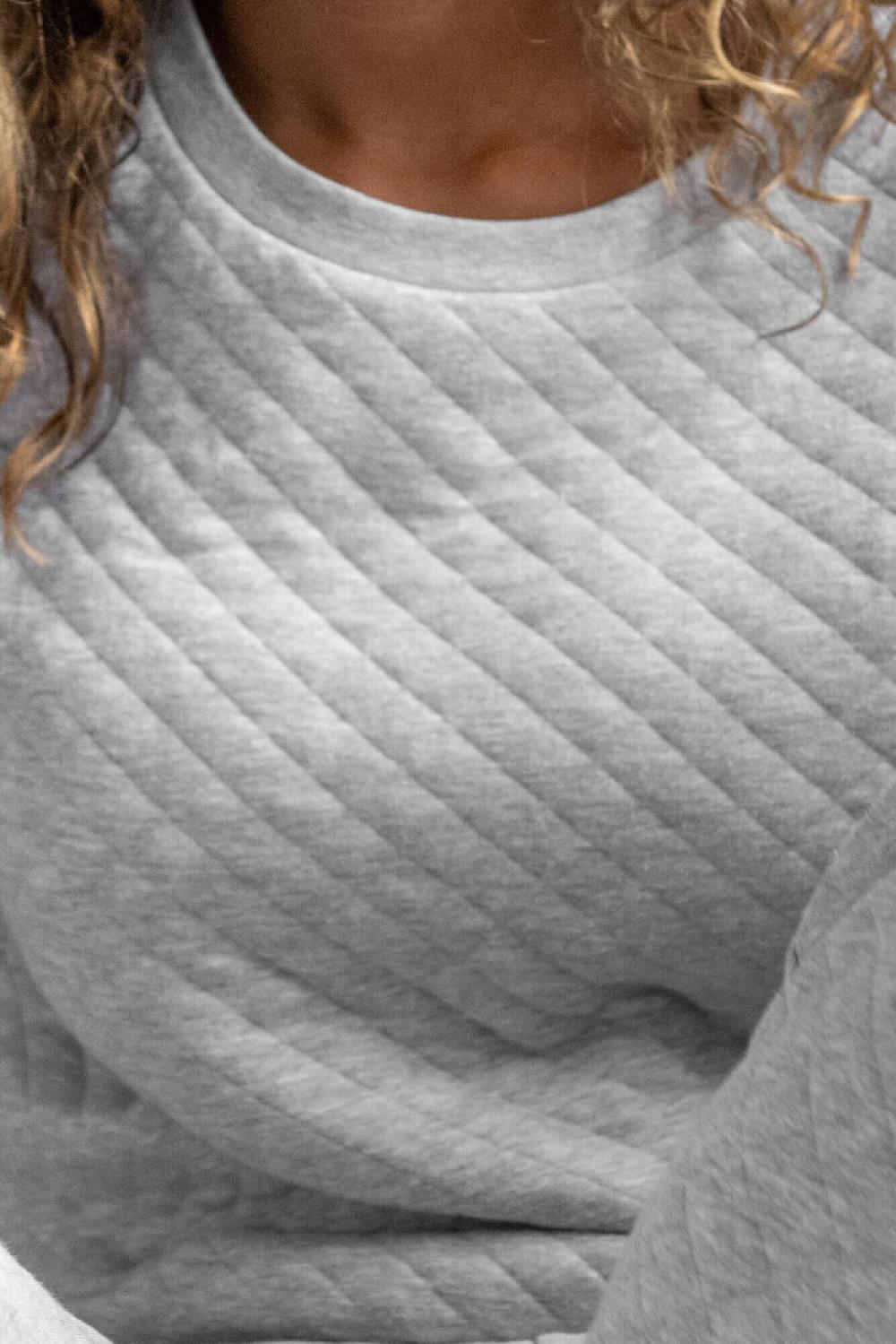 Pour Moi Quilted Lounge Sweatshirt And Jogger Co-Ord Set - Grey Marl