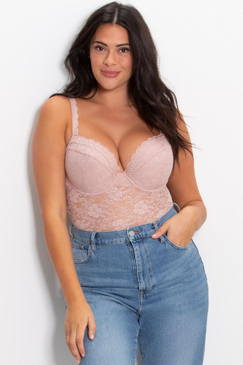 pour moi Rebel Lightly Padded Plunge Body - Rose Gold