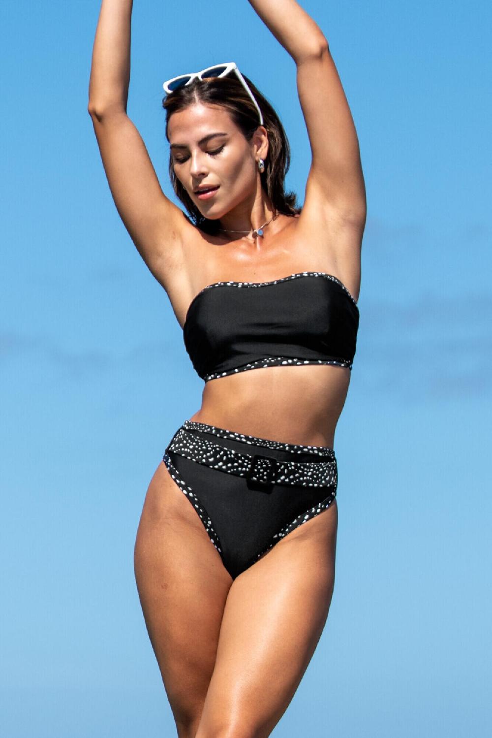 pour moi Rhodes High-Waist Belted Tummy Control Brief - Black/White