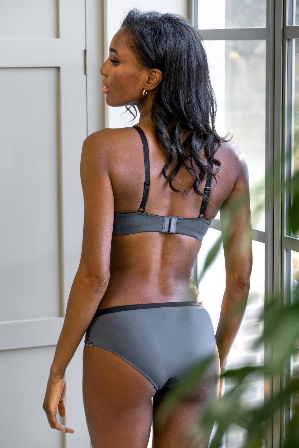 Pour Moi Romance Moulded Plunge Push-Up Bra - Slate/Black