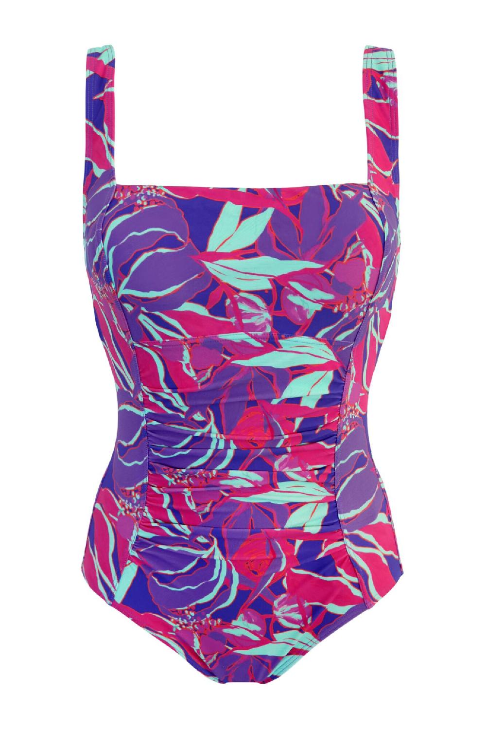 Pour Moi Santa Barbara Petite Ruched Tummy Control Swimsuit - Aquaburst