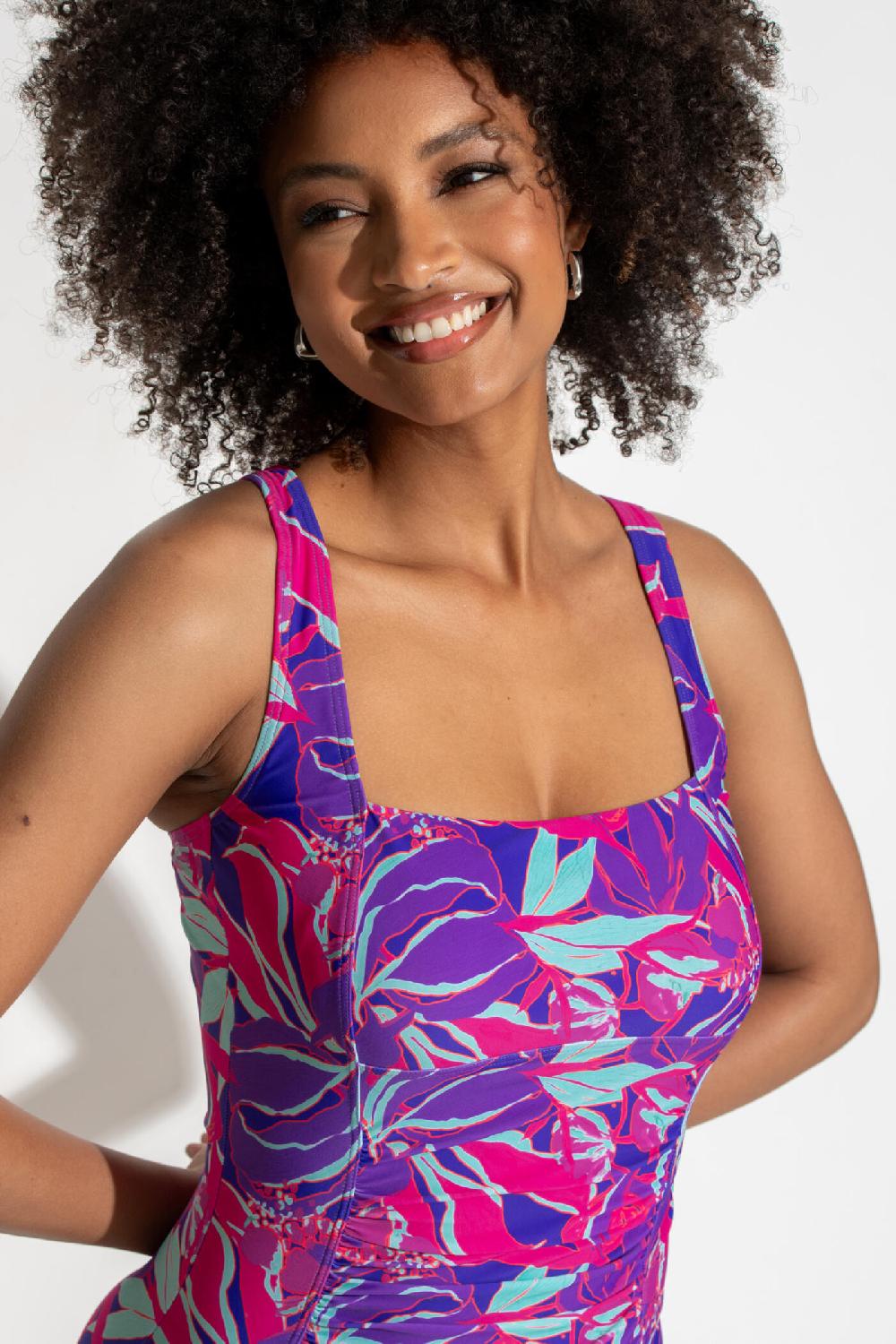 Pour Moi Santa Barbara Tall Ruched Tummy Control Swimsuit - Aquaburst