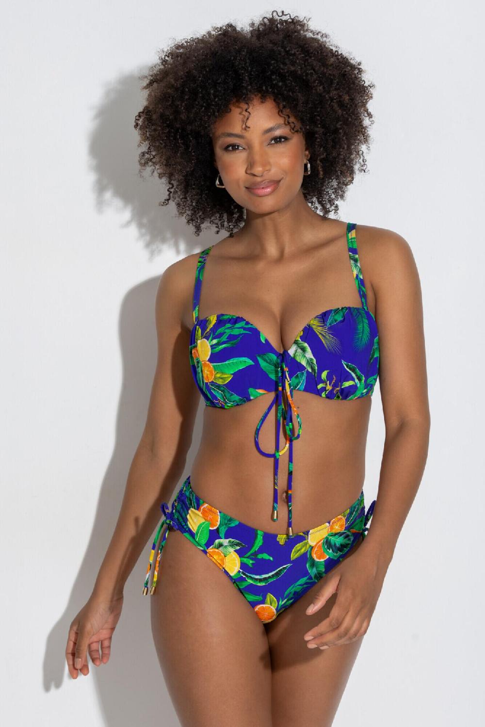 Pour Moi Santa Cruz Strapless Lightly Padded Underwired Bikini Top - Blue Tropical