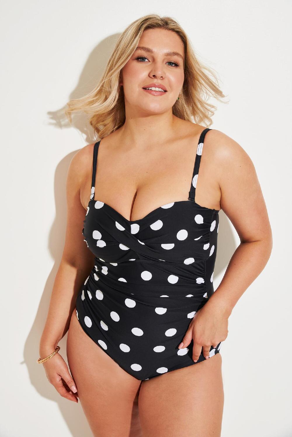 Pour Moi Santa Monica Strapless Tummy Control Swimsuit - Black/White