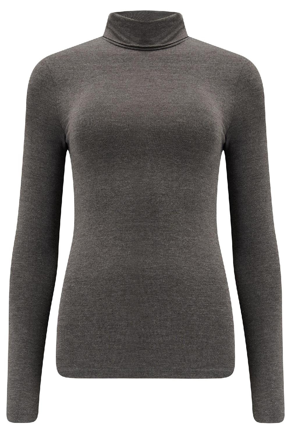 Pour Moi Second Skin Thermal Roll Neck Top - Charcoal