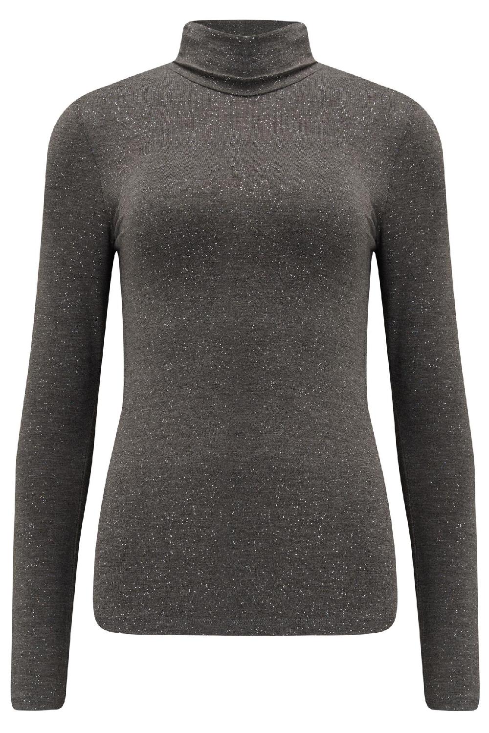 Pour Moi Second Skin Thermal Roll Neck Top - Glitter Charcoal