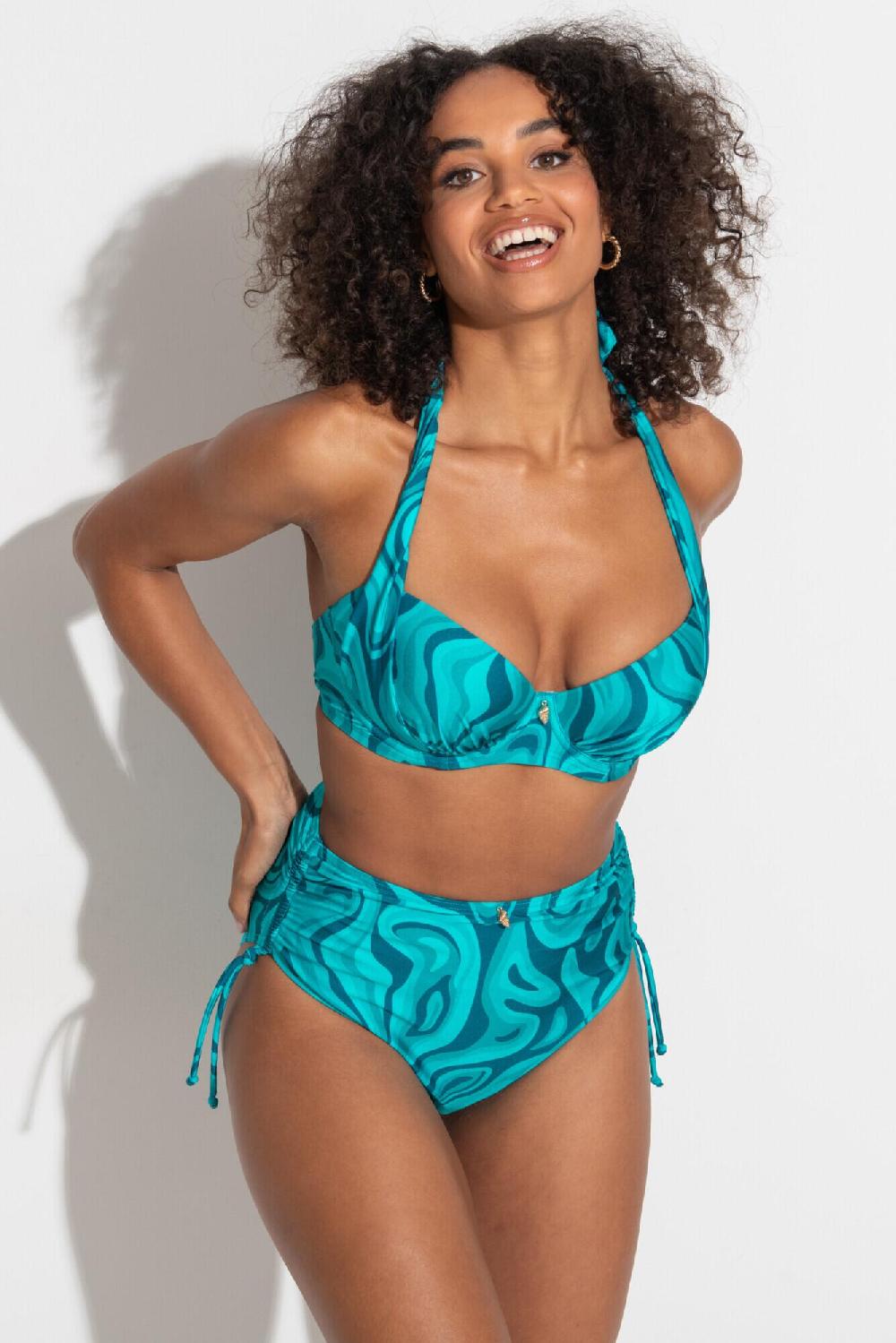 Pour Moi Seychelles Adjustable High-Waist Tummy Control Bikini Brief - Blue