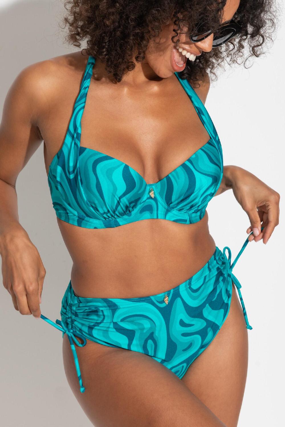 Pour Moi Seychelles Adjustable High-Waist Tummy Control Bikini Brief - Blue