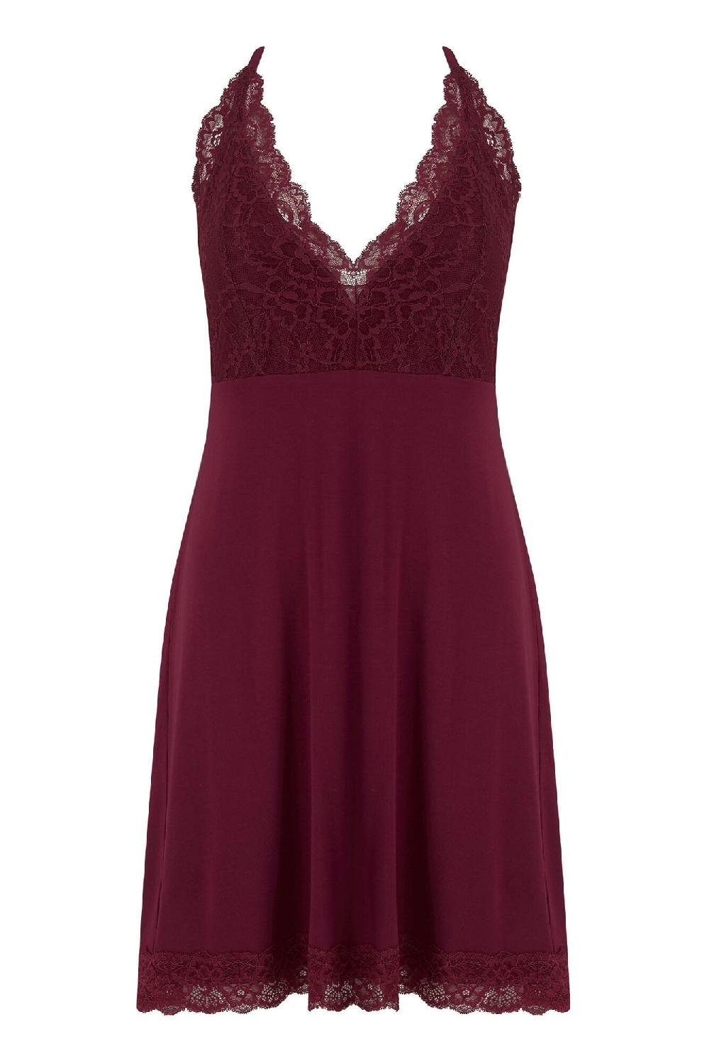 Pour Moi Sofa Loves Lace Removable Cup Jersey Chemise - Berry