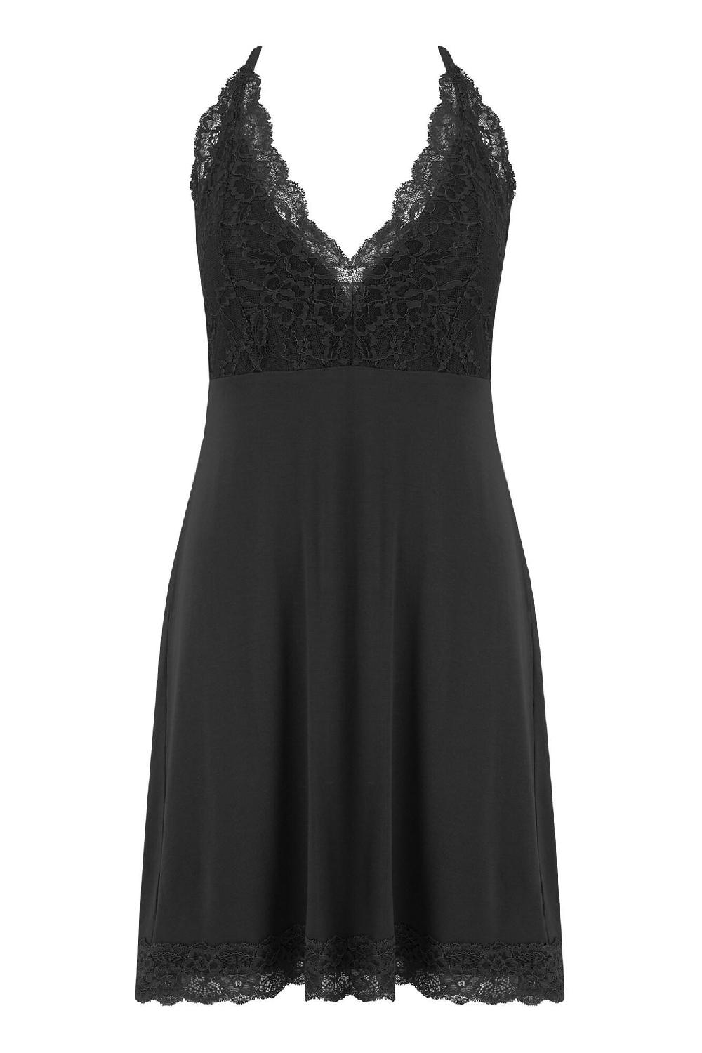 Pour Moi Sofa Loves Lace Removable Cup Jersey Chemise - Black