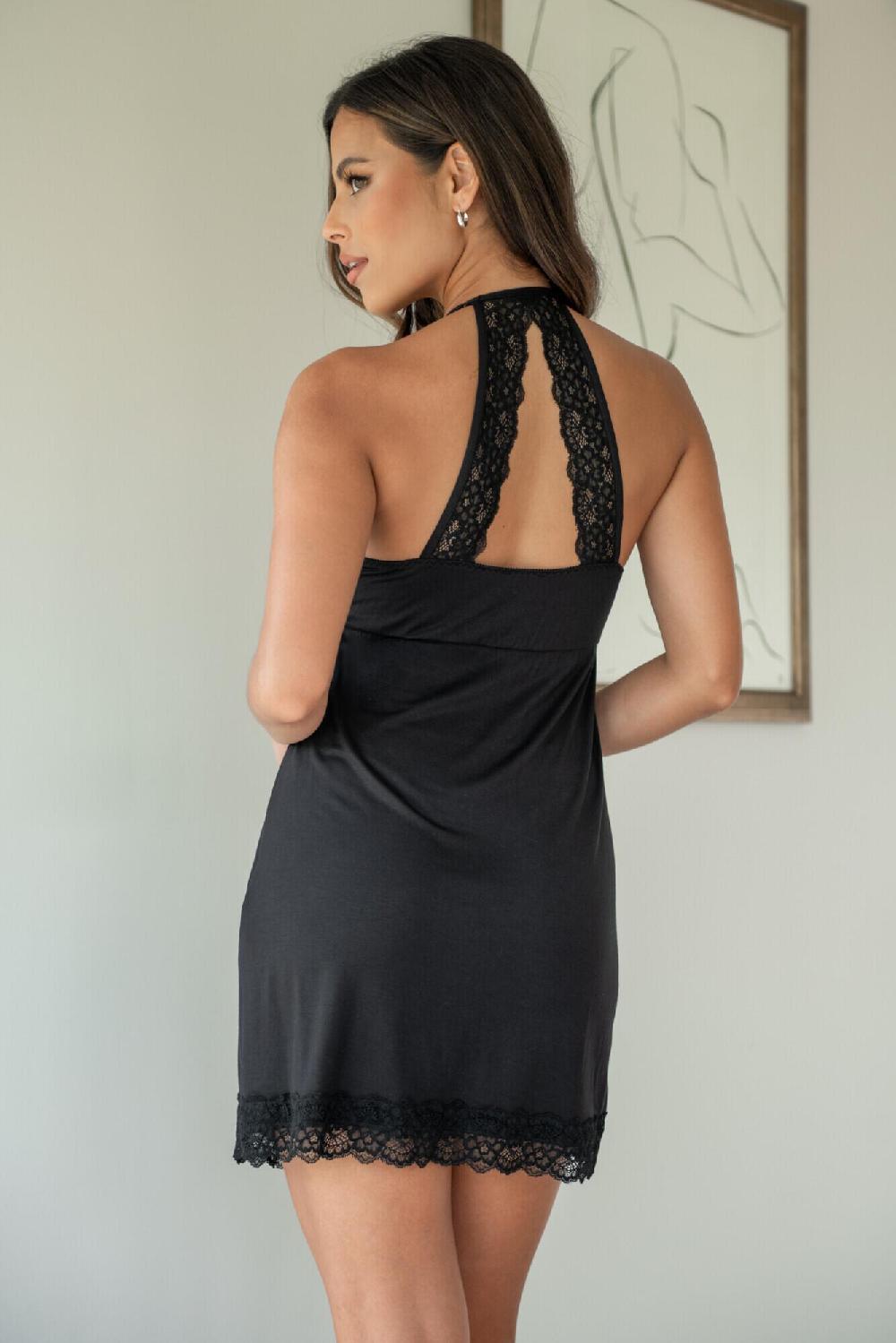 Pour Moi Sofa Loves Lace Sheer Panel Removable Cup Chemise - Black