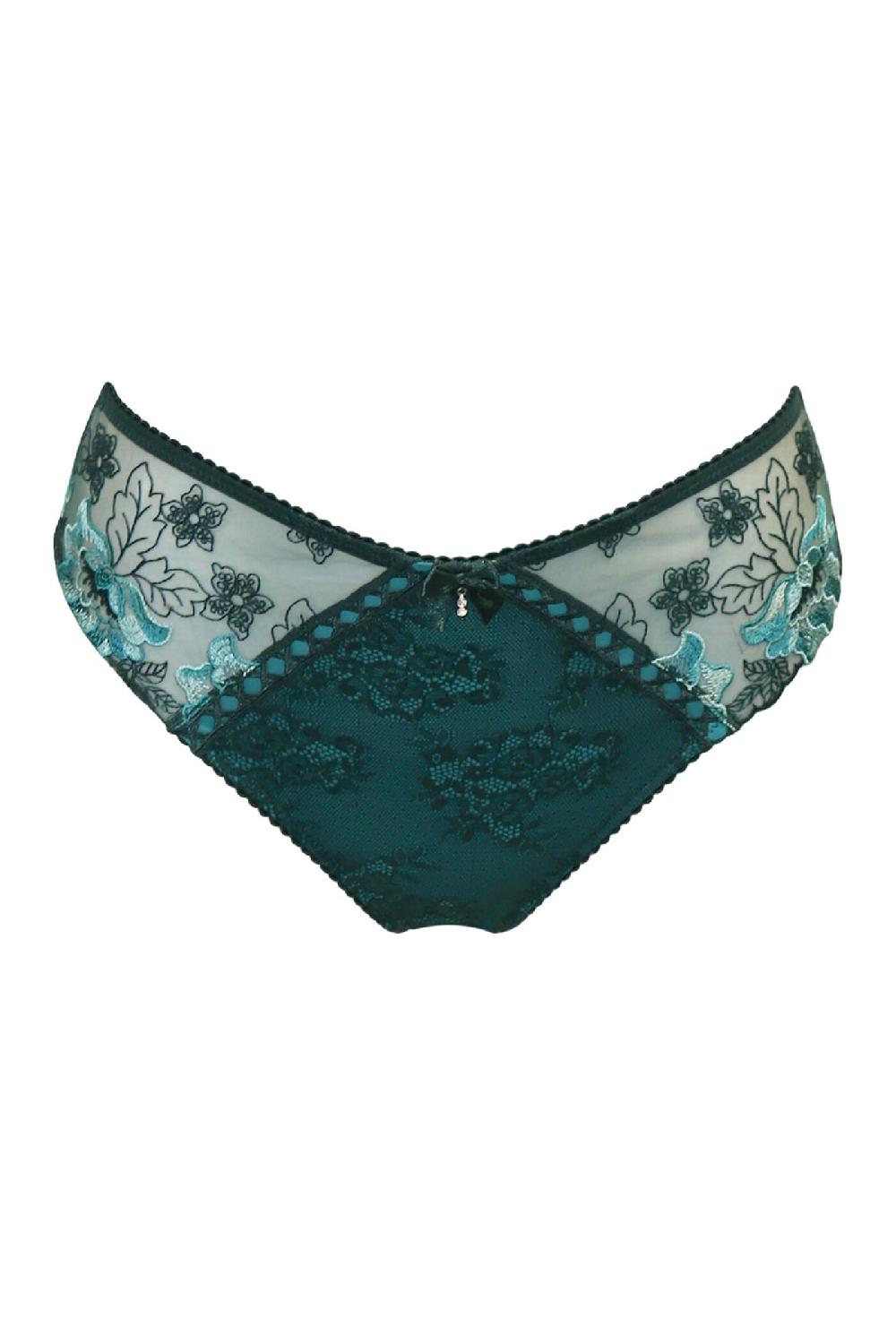 Pour Moi Sofia Embroidered Lace Bikini Brief - Forest/Teal