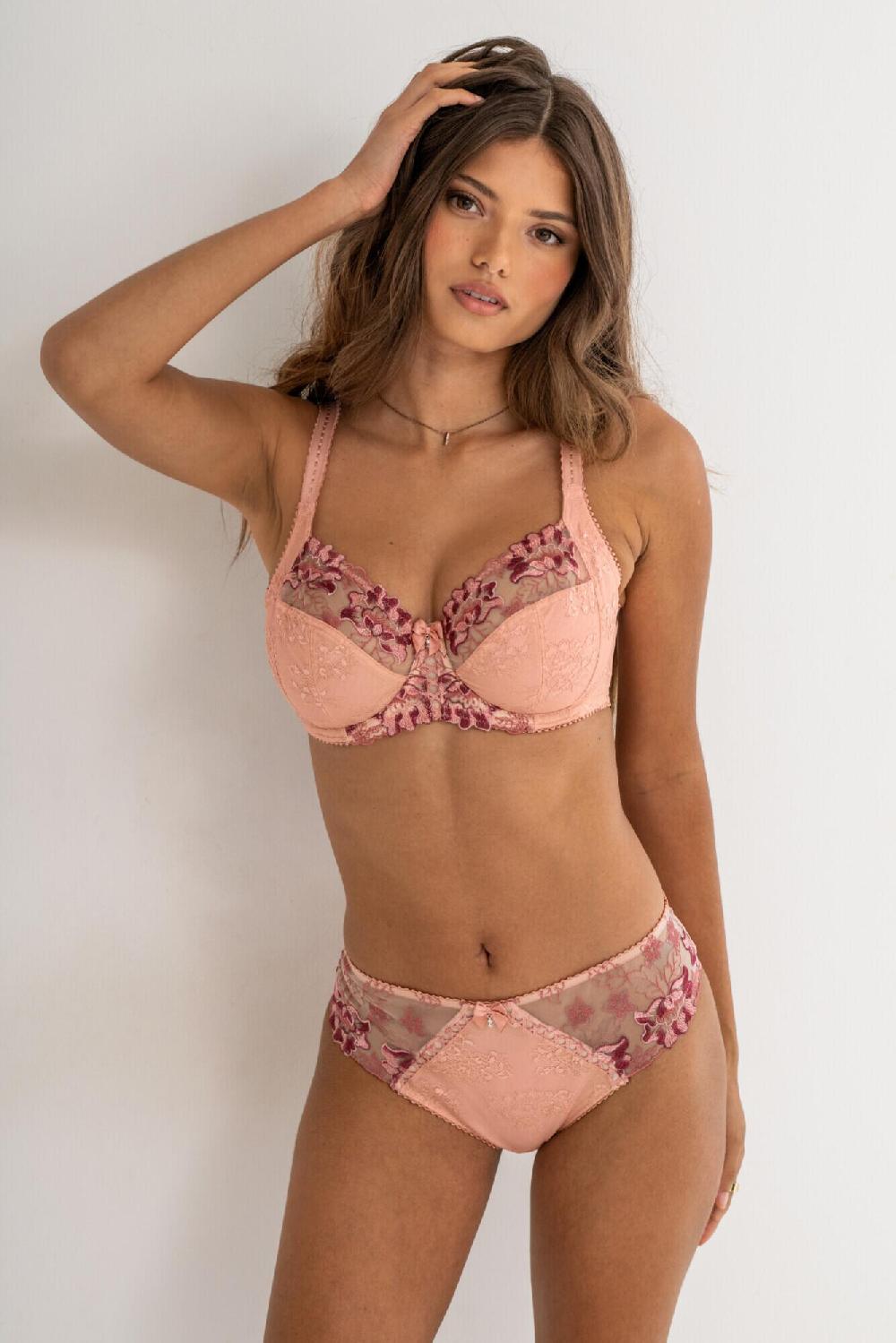 Pour Moi Sofia Embroidered Lace Bikini Brief - Soft Pink/Mulberry