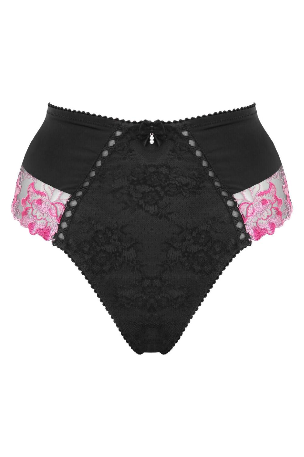 Pour Moi Sofia Lace Embroidered Deep Brief - Slate/Pink