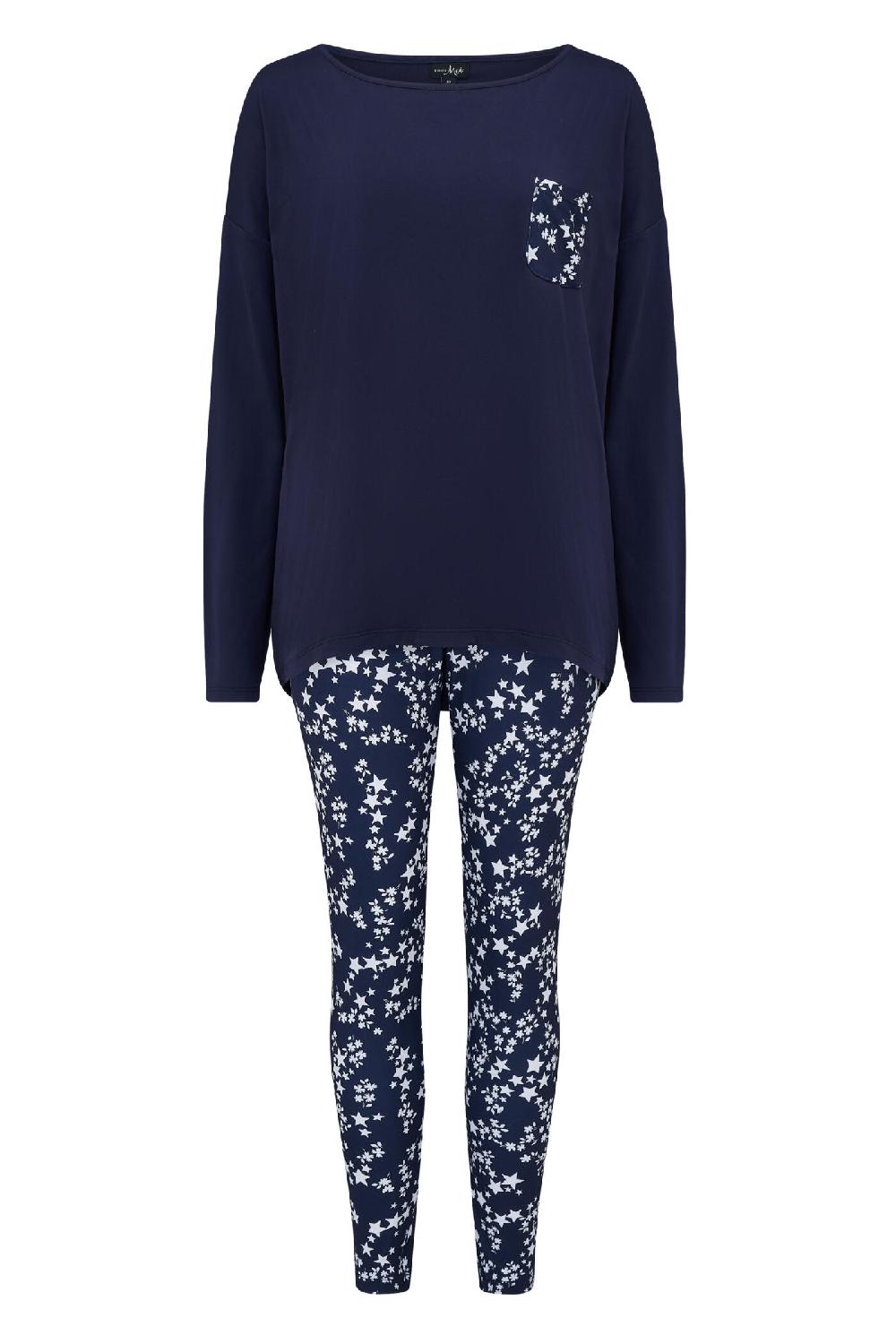 Pour Moi Soft Touch Jersey Festive Legging Pyjama Set - Navy