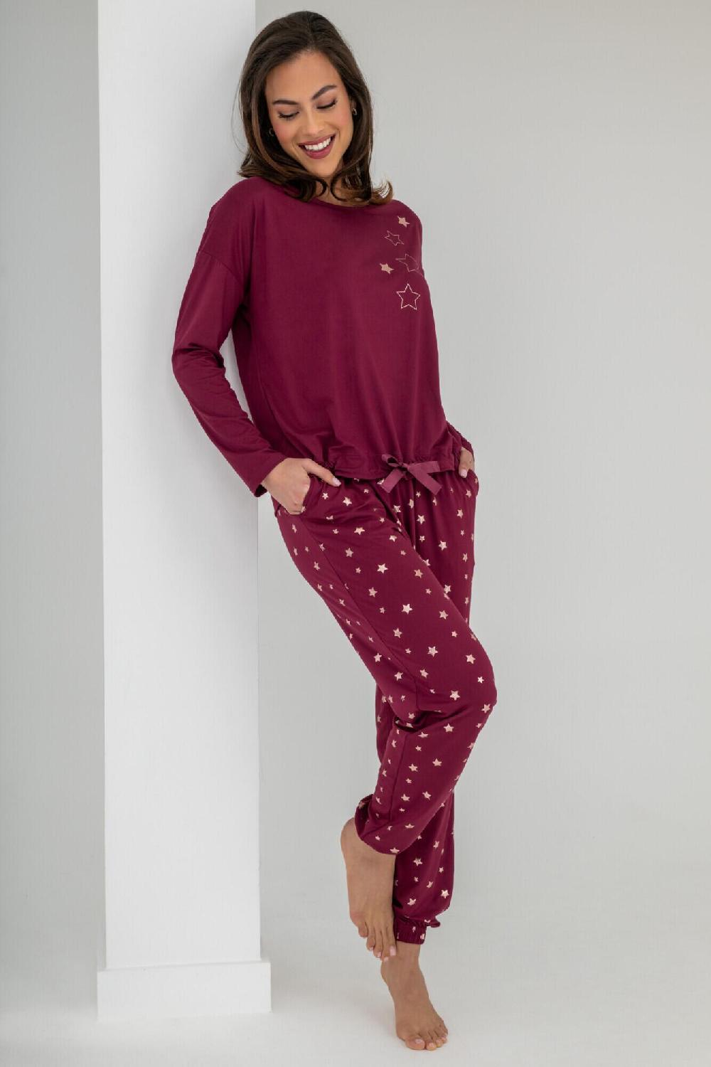 Pour Moi Soft Touch Jersey Star Jogger Pyjama Set - Berry/Rose Gold