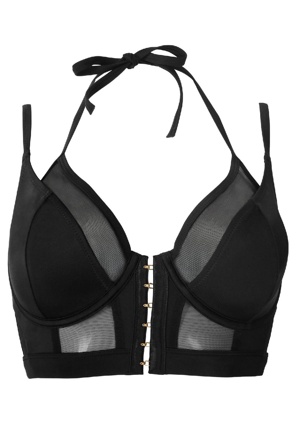 Pour Moi Space Double Strap Front Fastening Underwired Top - Black