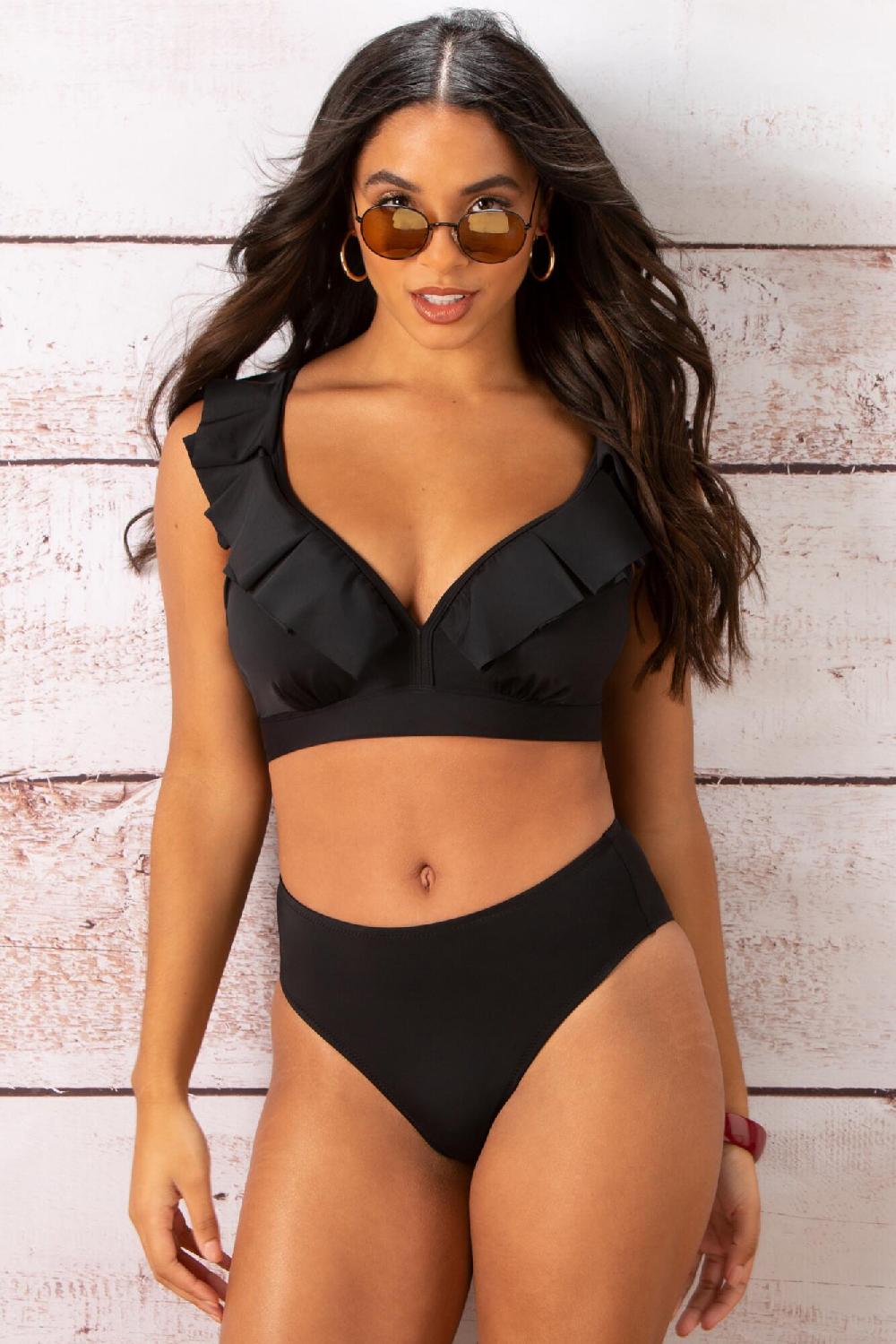 Pour Moi Space Frill Hidden Wire Convertible Top - Black