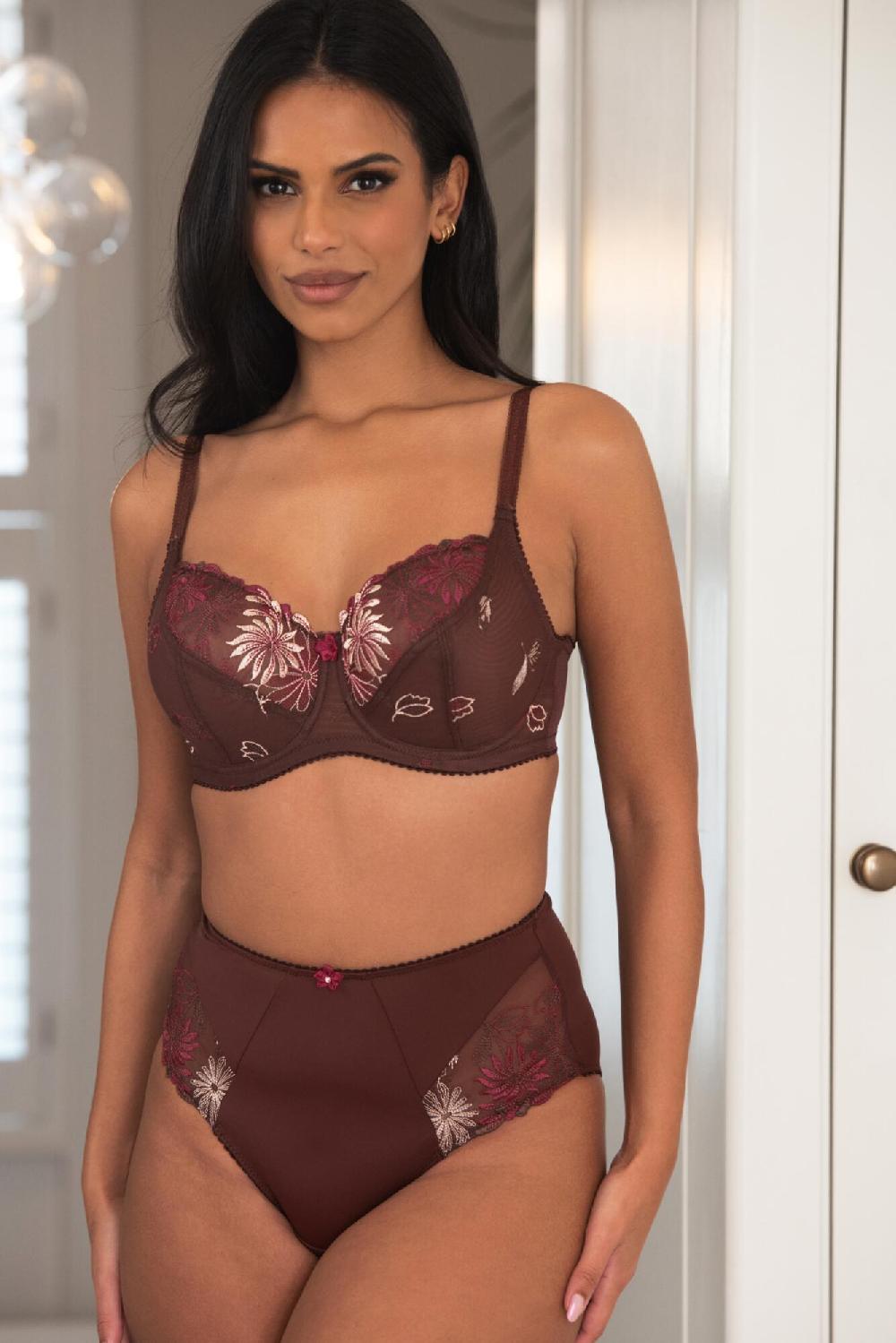 Pour Moi St Tropez High-Waist Deep Brief - Chocolate/Red