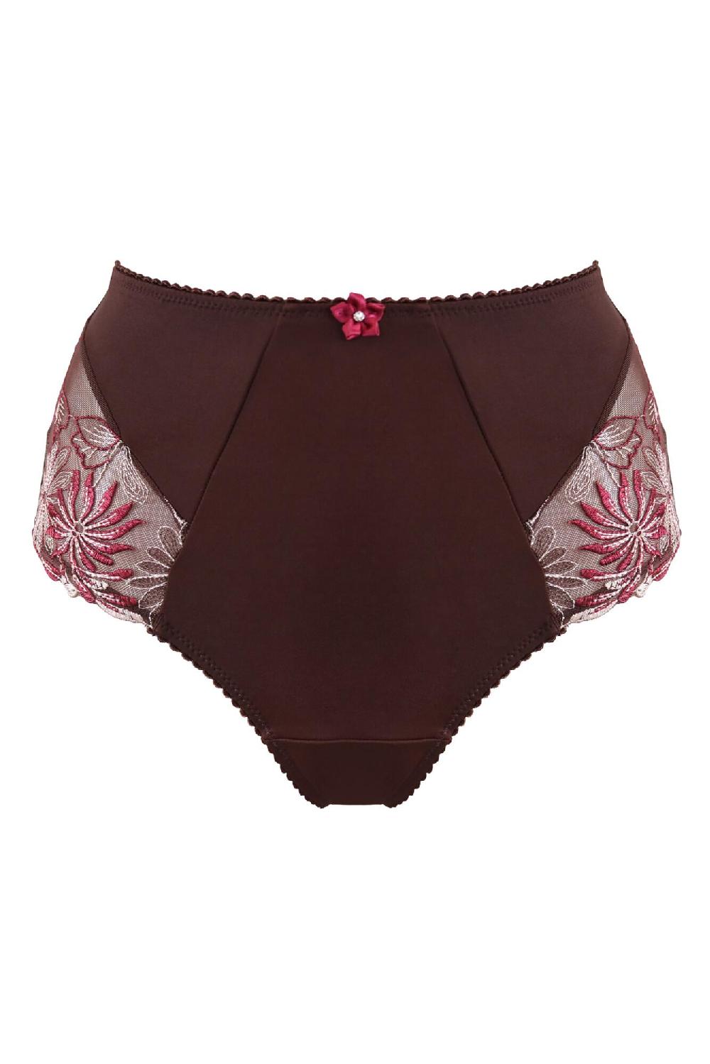 Pour Moi St Tropez High-Waist Deep Brief - Chocolate/Red