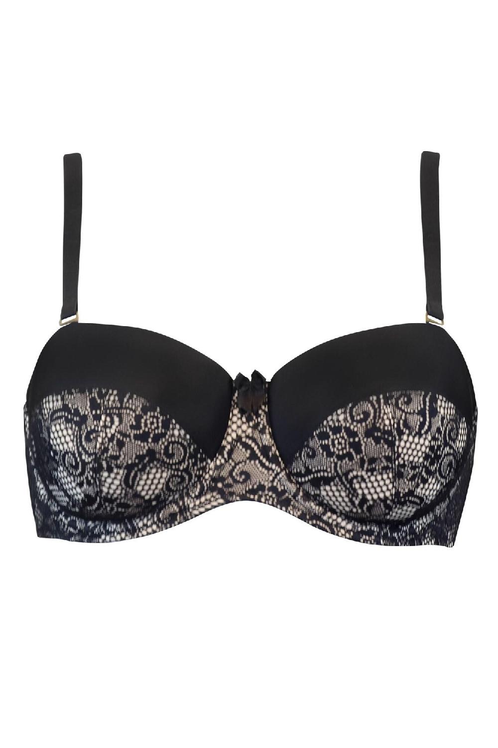 Pour Moi Superfit Lace Strapless Lightly Padded Bra - Black/Cosmetic