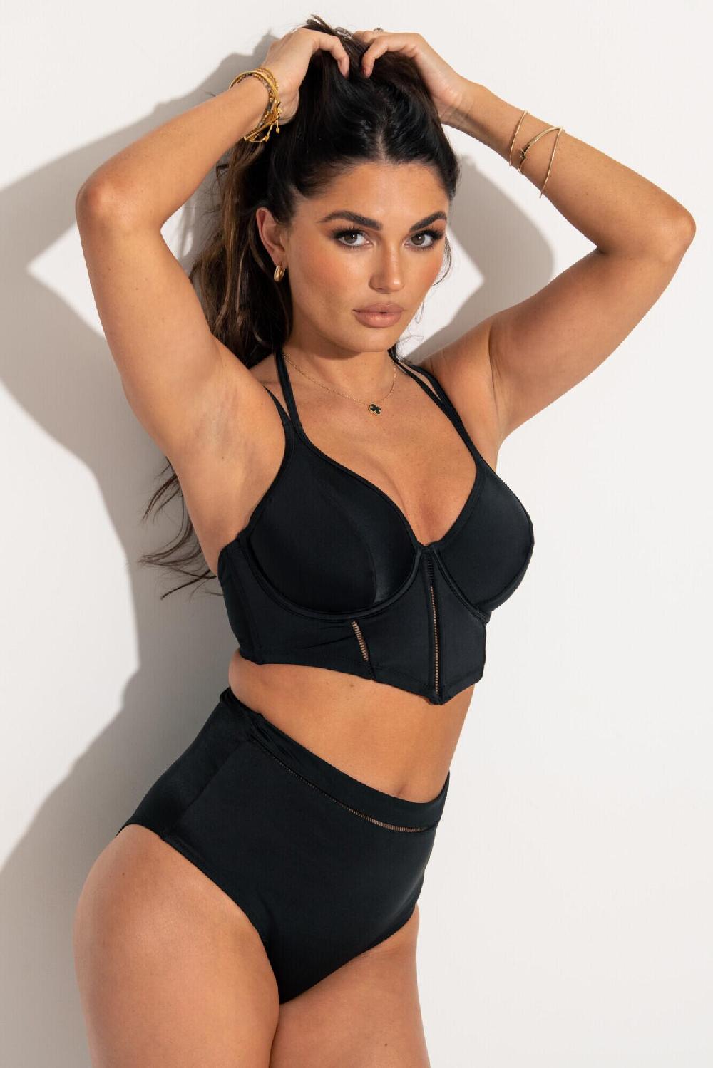 Pour Moi Sydney Double Strap Underwired Longline Top - Black